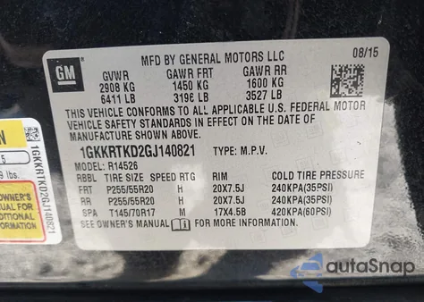 2016 GMC Acadia Denali from USA, damaged, VIN 1GKKRTKD2GJ140821